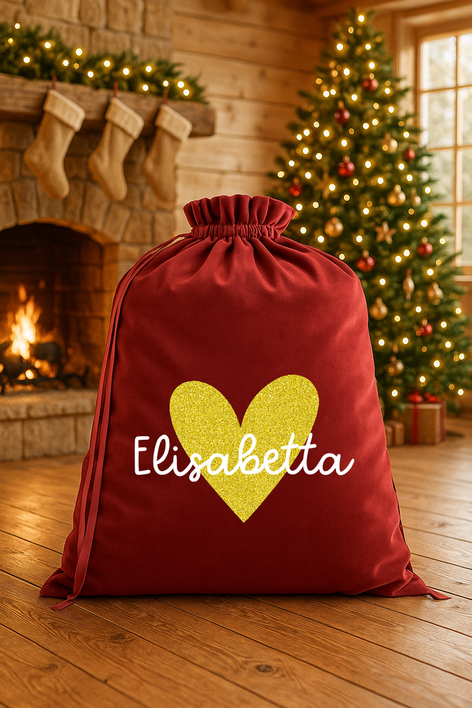 Sacco Natale Personalizzato con Nome – Sacca Regalo Natalizia – Sacca Babbo Natale