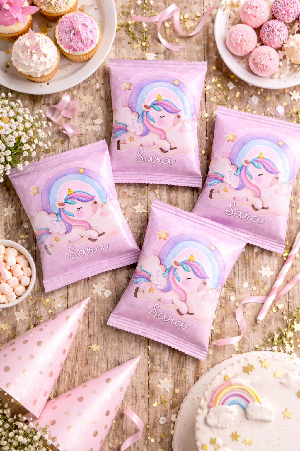 Patatine Personalizzate Tema Unicorno – Party Kit Compleanno Bambina