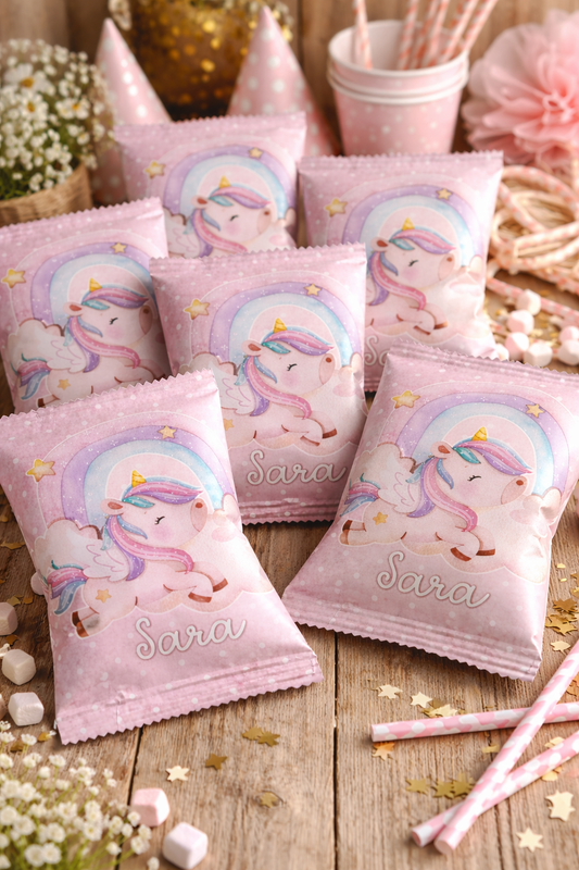 Patatine Personalizzate Tema Unicorno – Party Kit Compleanno Bambina