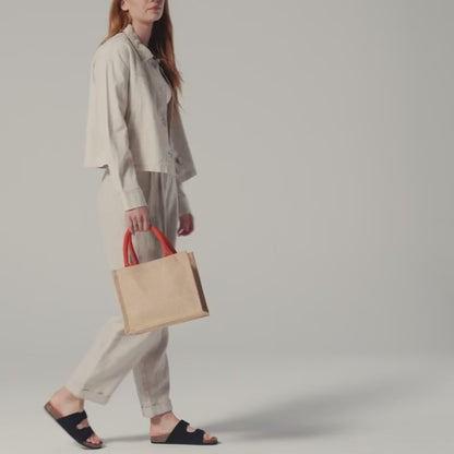 Borsa Natale in Juta Rossa Personalizzata con Nome – Borsa Regalo Natalizia Eco Friendly