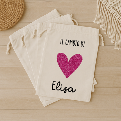 Set Nascita Personalizzato – Borsone Parto, Beauty Case, Sacche Cambio e Accessori in Cotone Biologico – Fatto a Mano in Italia